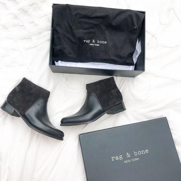 Rag & Bone Aston Boot Asphalt Leather Suede Ankle Bootie 7.5 37.5 - Picture 1 of 6
